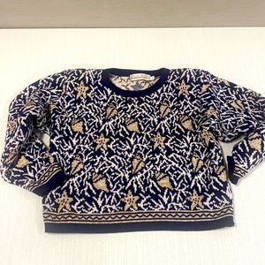 Vintage cropped ugly Christmas sweater with shoulder pads